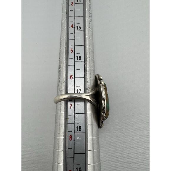 Vintage Betty Thomas Sanel Navajo Sterling Silver 925 Turquoise Leaf Ring - Picture 8 of 8